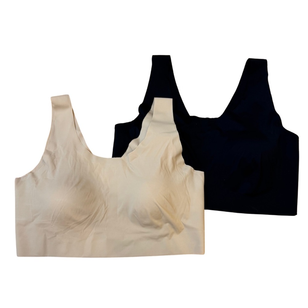‘Bali’ black and tan seamless bra tops with removable pads - size 2XL